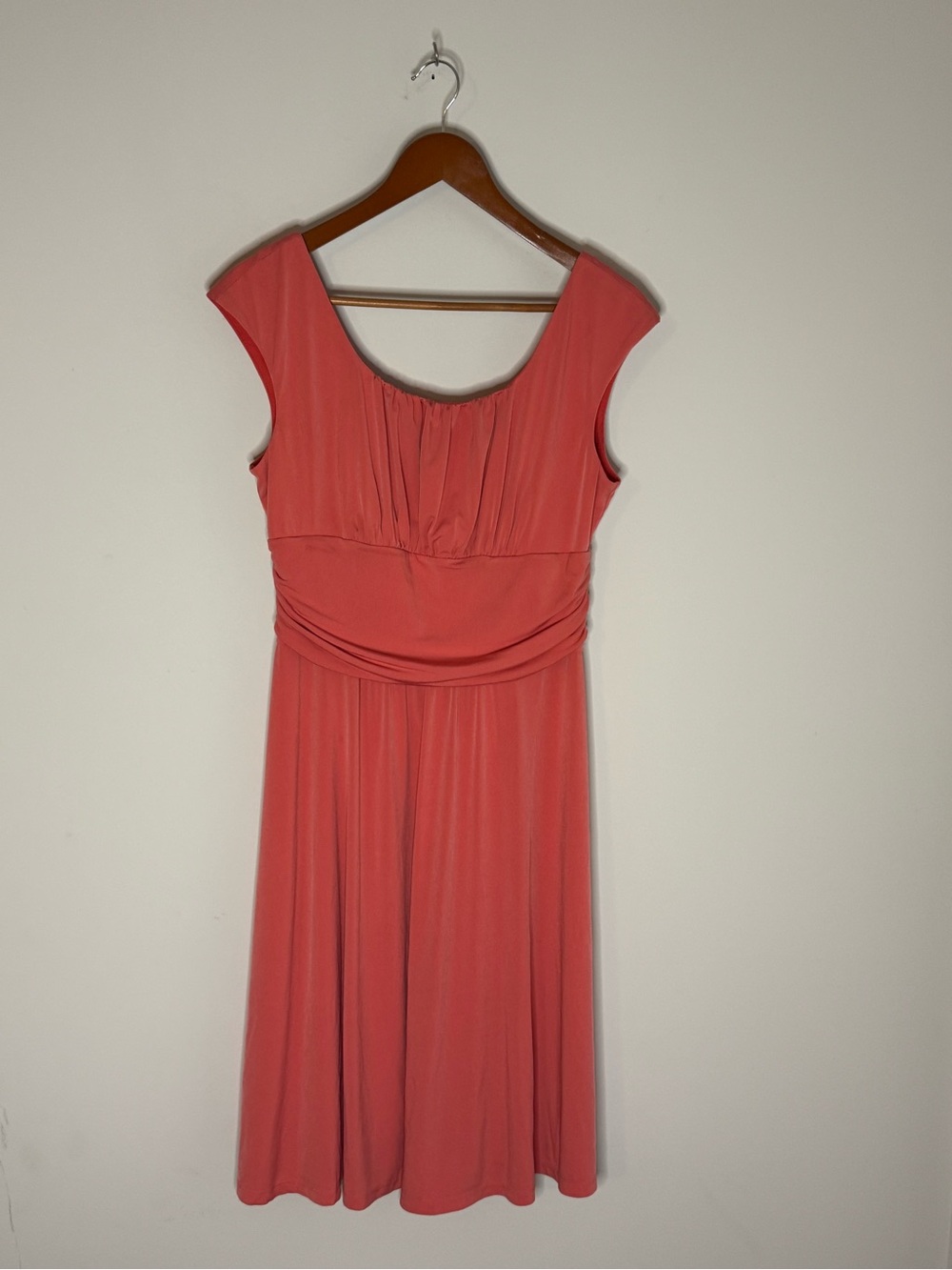 Covington Coral Midi Dress with Cap Sleeves